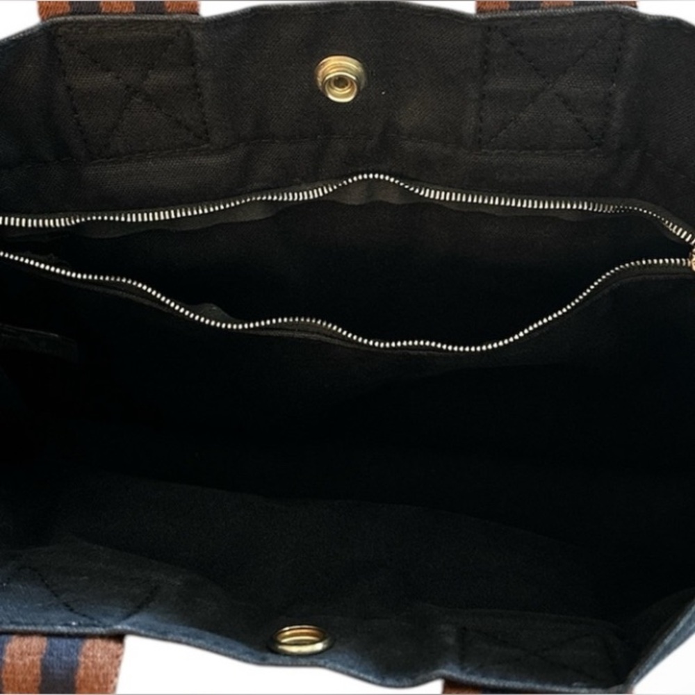 HERMES HERMES Canvas Fourre Tout PM Tote Bag in Navy Blue & Brownish-Red - Picture 8 of 15